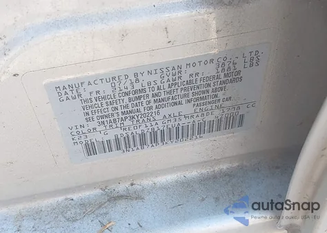 2019 Nissan Sentra Sv z USA, uszkodzony, nr VIN 3N1AB7AP3KY202216